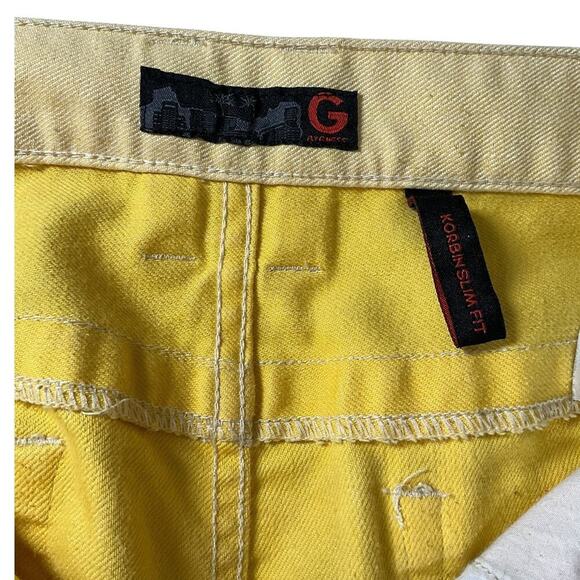 Vintage G by Guess Yellow Korbin Slim Fit Limonchelli Jeans 90s' Size US 31 Used - Picture 4 of 11